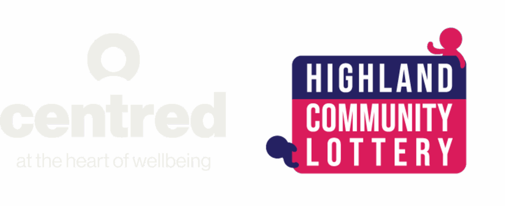 Centred charity and Highland Community Lottery logos