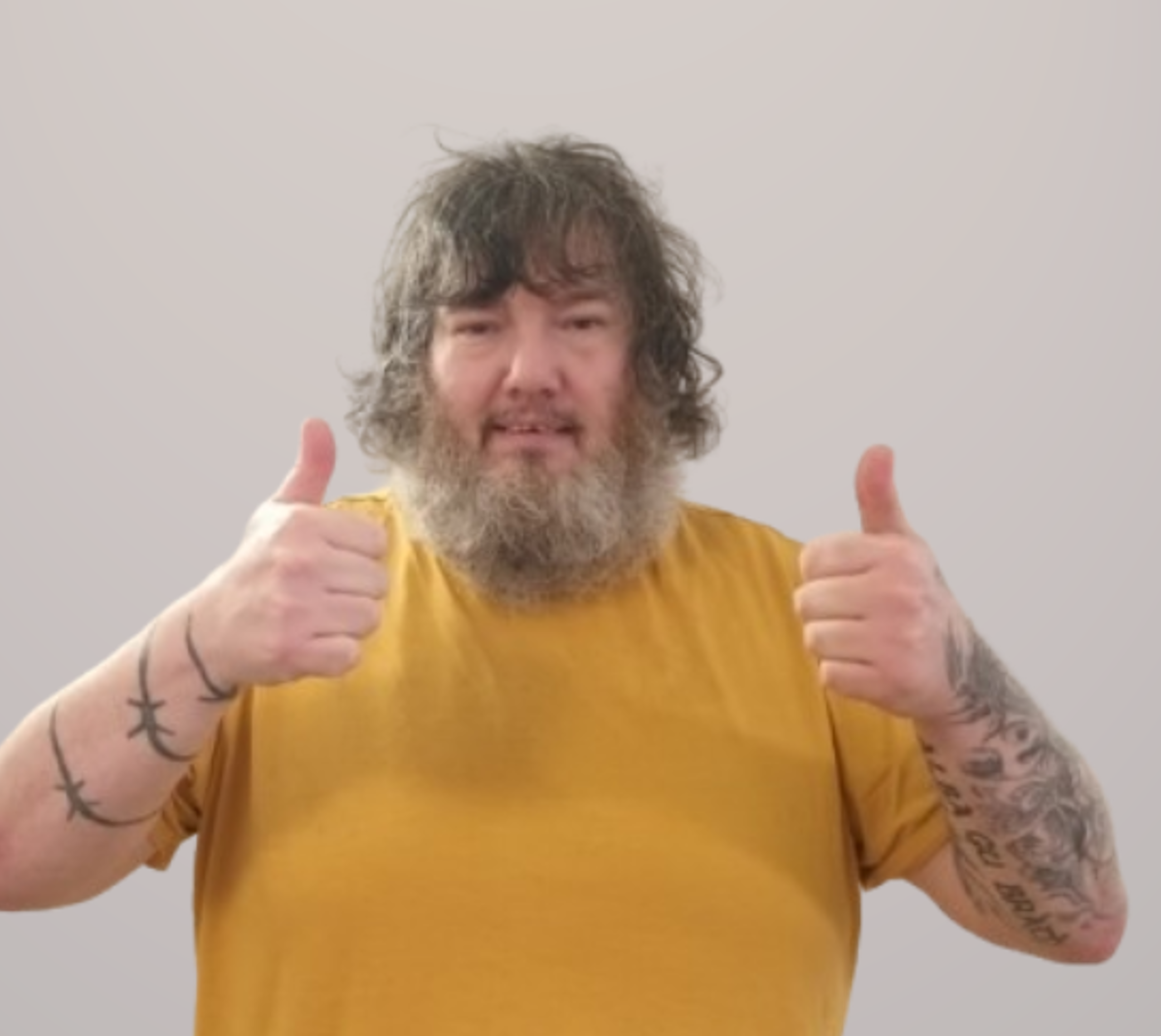 Man standing with his thumbs up